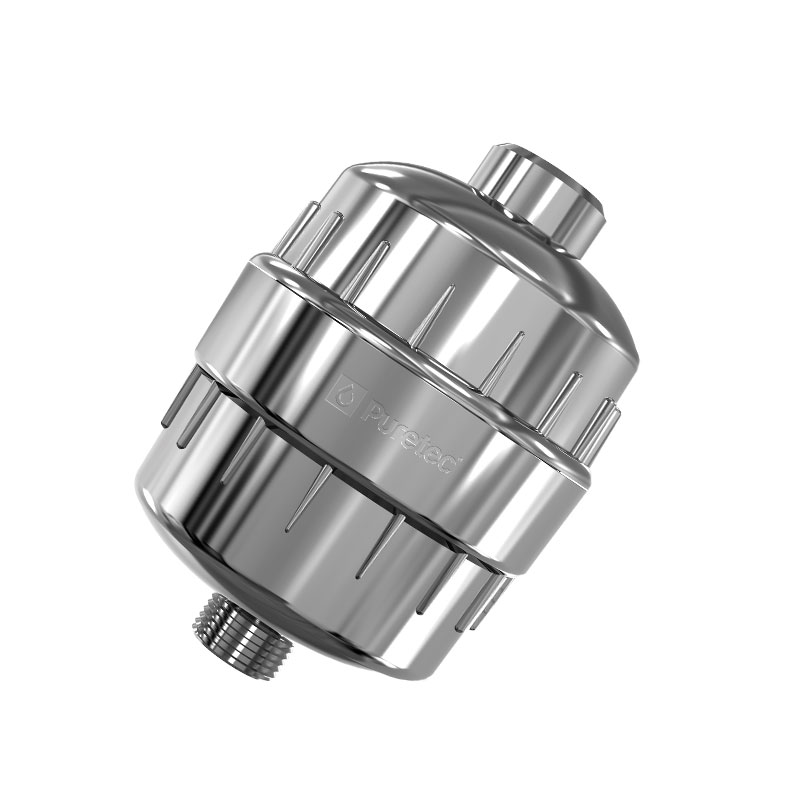 Puretec SF240-CH chrome shower filter, fits between shower arm and shower head to reduce chlorine and heavy metals